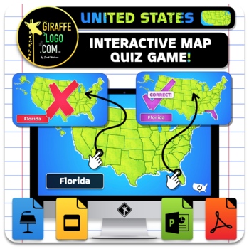 Preview of USA Interactive World Geography Game & Map Quiz