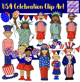 Preview of USA Kids Fourth of July Clip Art Independence Day