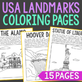 USA LANDMARKS Coloring Pages Activity | Bulletin Board Dec