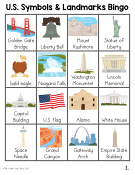 Preview of American Symbols Bingo Game