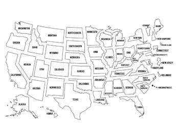 USA Map Clipart - Black & White - United States of America- Instant ...