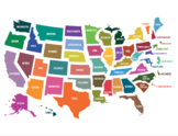 USA Map Clipart - Bright Colors - United States of America