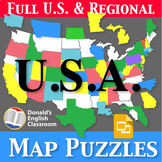 USA Map Puzzles Regions, States, Capitals and Abbreviation