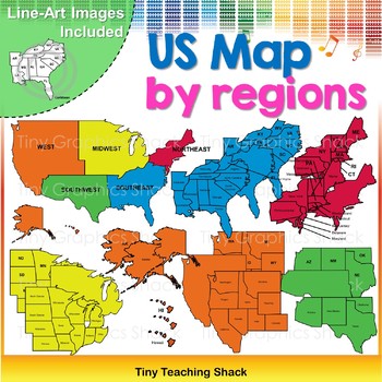 Preview of USA Map by Regions Clip Art