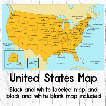Preview of USA Map of United States (Black and white labeled and blank maps included)