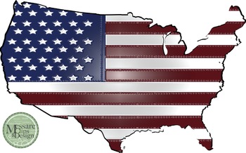 Preview of USA Map with Flag Clip Art {Messare Clips and Design}