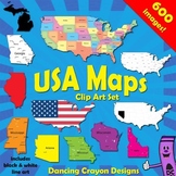 USA Maps Clip Art Bundle: Maps of the US and Maps of US States