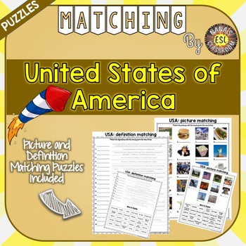 USA ESL Activities Picture and Definition Matching Puzzles by Lana's ...