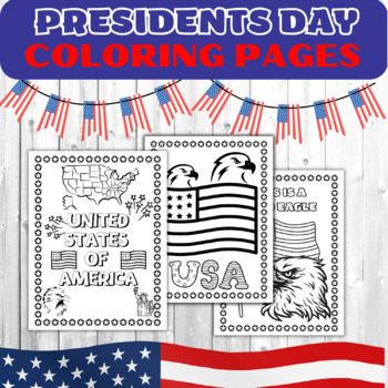 Preview of USA PRESIDENT'S DAY and U.S. Symbols coloring activity for PreK - 2nd