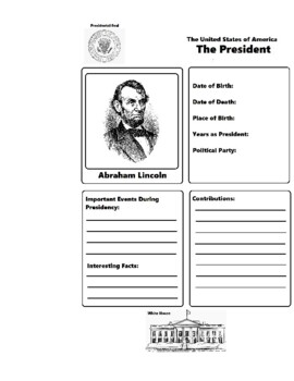 Preview of USA PRESIDENT (report) 6 Presidents & a blank template