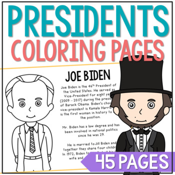 Preview of USA PRESIDENTS Coloring Page Posters | Presidents Day Craft Activity Worksheets