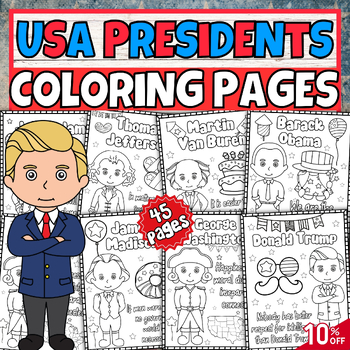 Preview of USA PRESIDENTS DAY Coloring Pages | President's Day Craft Activities Worksheets