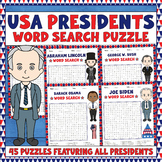USA PRESIDENTS Word Search Puzzle Activities Packet, Presi