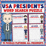 USA PRESIDENTS Word Search Puzzle Activities Packet, Presi