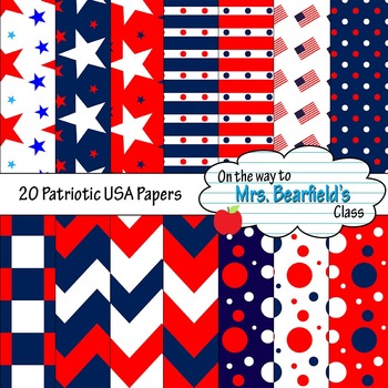 Preview of USA Patriotic Digital Papers {20 Backgrounds}