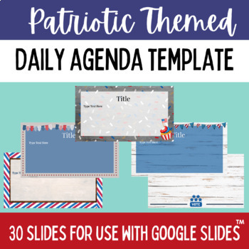 Preview of USA Patriotic Themed Slide Template to Use with Google Slides™