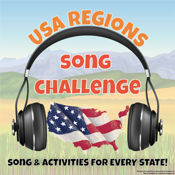 Preview of USA Regions & States Song Challenge- 50 Songs with Fun Questions and Activities!