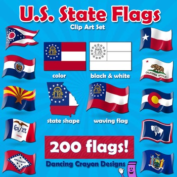 Usa State Flags Flags Of The Us Clipart By Dancing Crayon Designs