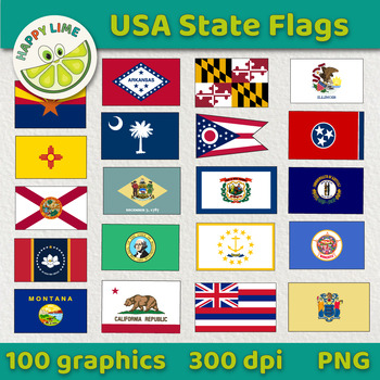 USA State Flags Clip Art by Happy Lime | TPT