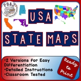 USA State Maps--Differentiated--Label and Color