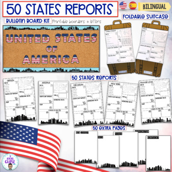 Preview of USA State Research Reports + bulletin board kit+ activity- Patriot day