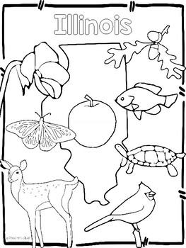 USA State Symbols Coloring Sheets by Teacher's Clipart | TpT
