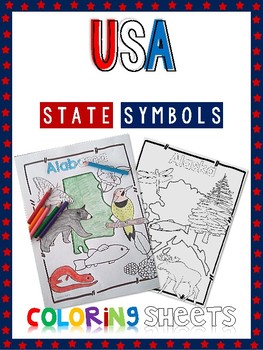 Preview of USA State Symbols Coloring Sheets