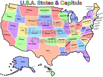 Preview of USA States & Capitals Map