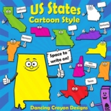 USA State Map Clip Art | 50 Cartoon US States
