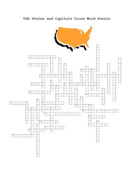 Preview of USA States and Capitals Cross Word Puzzle!  Geography Fun!