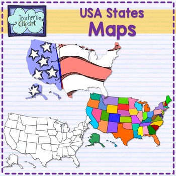 Preview of USA United States MAP clip art -Social Studies 107 graphics