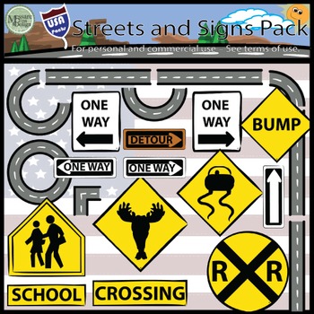 Preview of USA Streets and Signs Clip Art Pack {Messare Clips and Design}