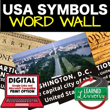 Preview of USA Symbols Word Wall and Activity Pages Civics Word Wall | Government