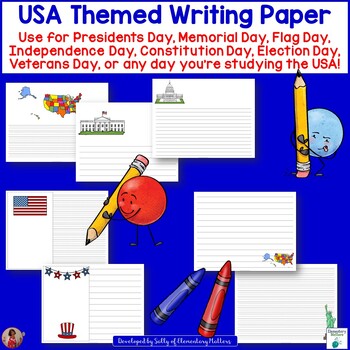 Preview of USA Themed Paper for Writer's Workshop and Written Reports and Projects