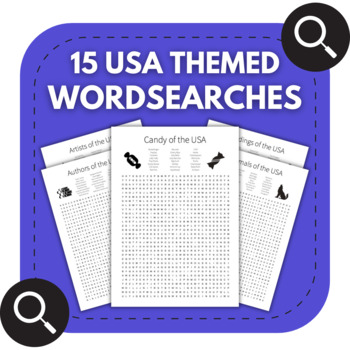 Preview of USA Themed Wordsearches | Patriotic End of Class Activity | Time-Filler Game