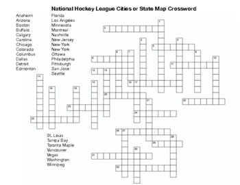 USA Map and Major League Baseball Team Crossword by Northeast Education