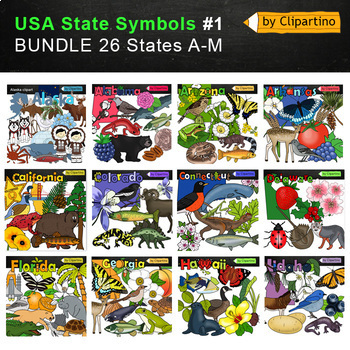 Preview of USA state symbols Clip Art BUNDLE-part #1/ Commercial use