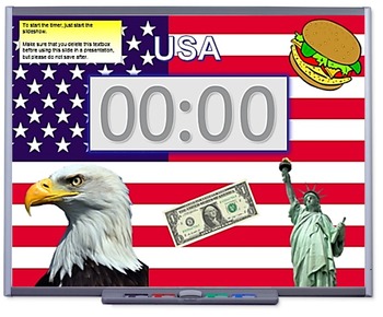 Preview of 5 minute activity timer (U.S.A Themed)