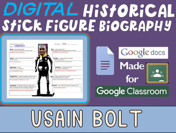 Preview of USAIN BOLT Digital Historical Stick Figure Biography (MINI BIOS)