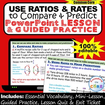 Preview of RATIOS & RATES TO COMPARE & PREDICT PowerPoint Lesson & Guided Practice DIGITAL