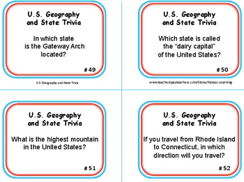 U S Geography And State Trivia By Pizzazz Learning Tpt
