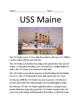 historical research and study the uss maine assignment