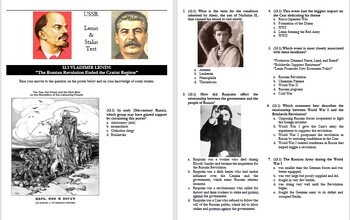 Preview of USSR: Lenin & Stalin Test Bank - 65 Multiple Choice Questions w/answers & terms