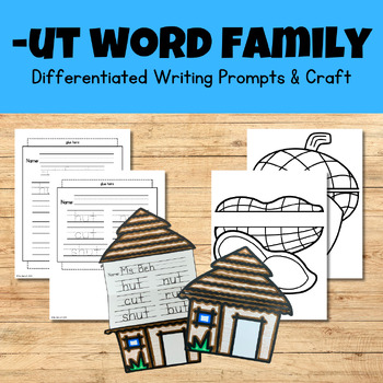Preview of UT Word Family Phonics Writing Craftivity - Short U Phonics Writing & Craft