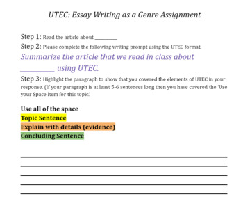 Preview of UTEC: Essay Writing as a Genre