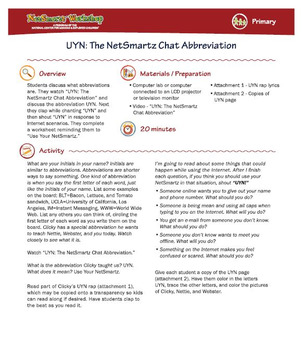 Preview of UYN: The NetSmartz Chat Abbreviation