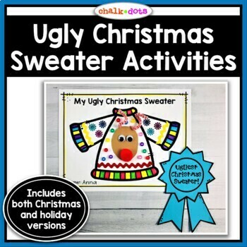 Preview of Ugly Christmas Sweater Activities | Writing Math Art