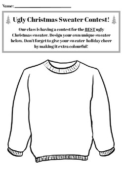 Ugly Christmas Sweater CONTEST by Miss Gagnier | TPT