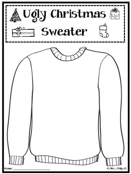 Ugly Christmas Sweater Coloring Page by MrsPhilpott TPT