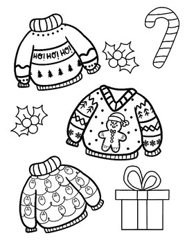 Ugly Christmas Sweater Coloring Pages by readingwithkinders | TPT